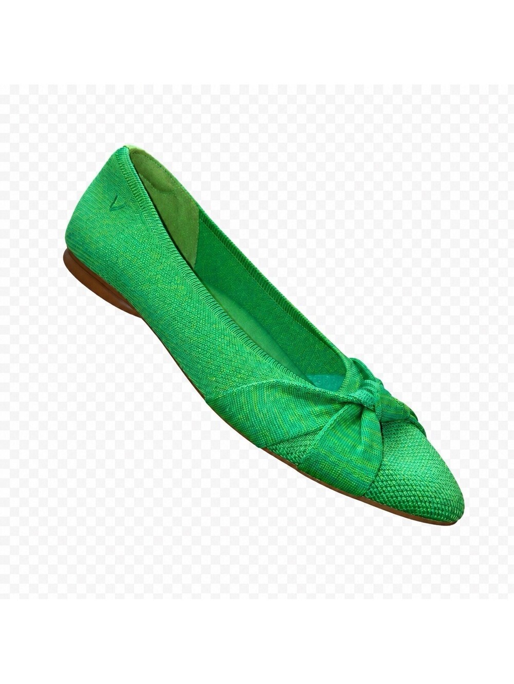 VIVAIA Women’s 11 Green Knit Square Toe Bow Ballet Flats Comfort Shoes
